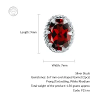 details of tar studs garnet 5x7mm oval