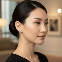 model wearing tar studs cubic zirconia 5x7mm oval