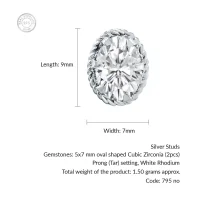 details of tar studs cubic zirconia 5x7mm oval