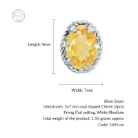 details of tar studs citrine 5x7mm oval