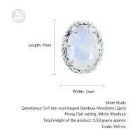 details of tar studs rainbow moonstone 5x7mm oval