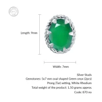 details of tar studs green onyx 5x7mm oval
