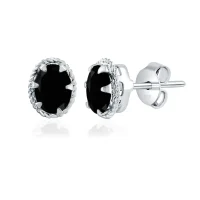 side view of tar studs black onyx 5x7mm oval