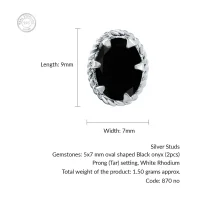 details of tar studs black onyx 5x7mm oval