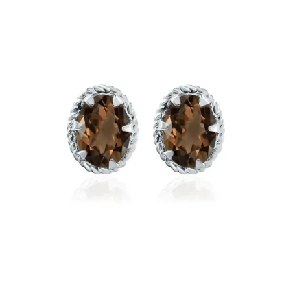 tar studs smoky quartz 5x7mm oval