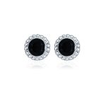 Silver Studs(design) with 5mm Round Black Onyx Gemstone in Band Setting