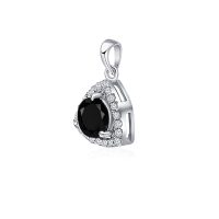 Triangular Shaped Cluster Silver Pendant Set with 6mm Round Black Onyx Gemstone & small round Cubic Zirconia - Image 2