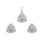 Triangular Shaped Cluster Silver Pendant Set with 6mm Round Cubic Zirconia Gemstone & small round Cubic Zirconia