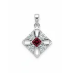 square shaped garnet silver pendant