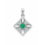square shaped green onyx silver pendant