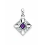 square shaped amethyst silver pendant