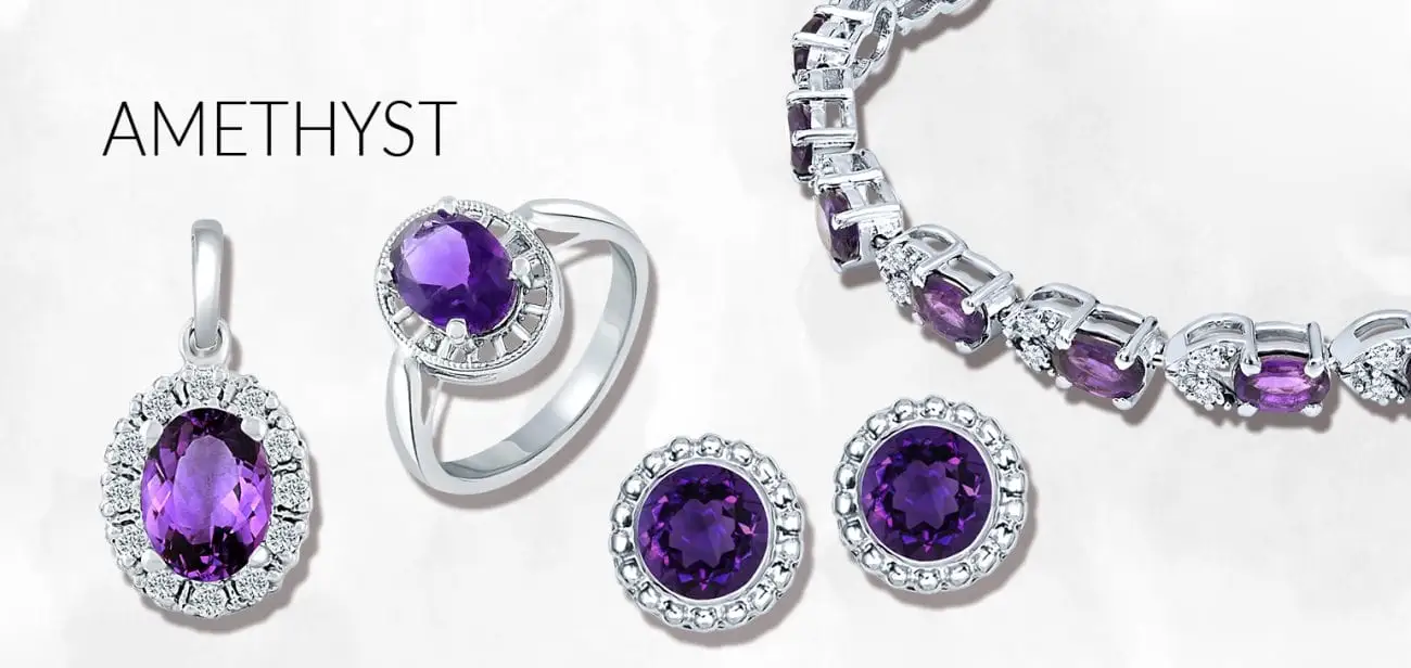 amethyst studded silver jewellery gemstone