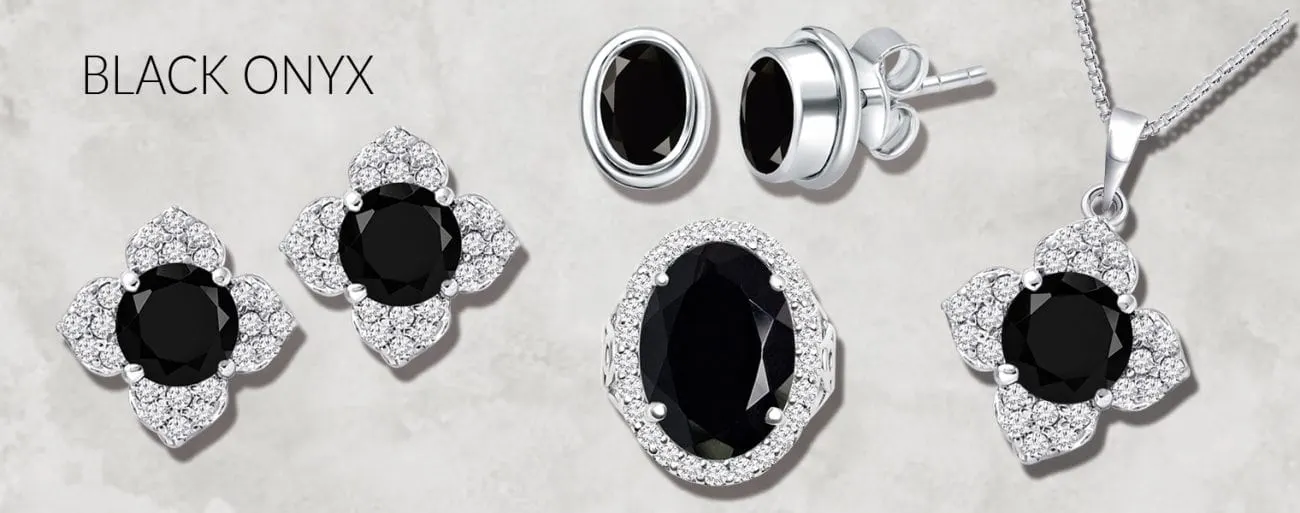 black onyx studded silver jewellery gemstone mobile