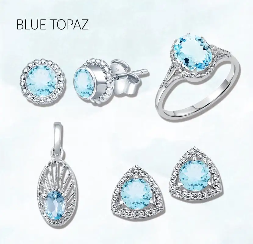 blue topaz studded silver jewellery gemstone