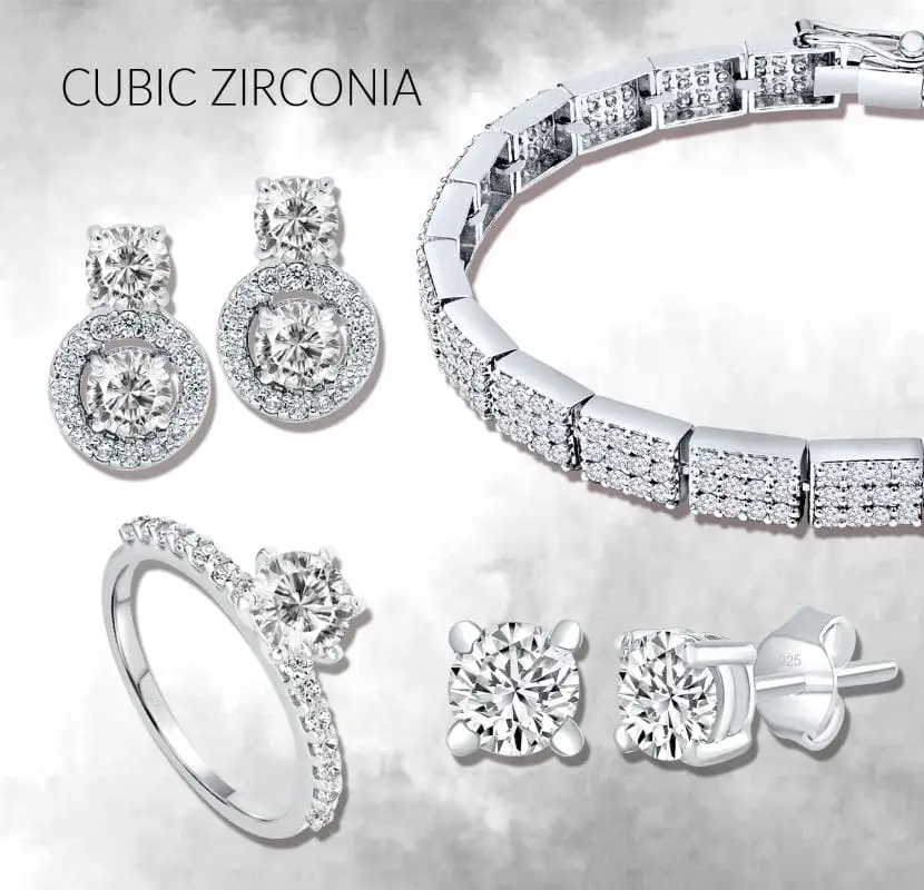 cubic zirconia studded silver jewellery gemstone