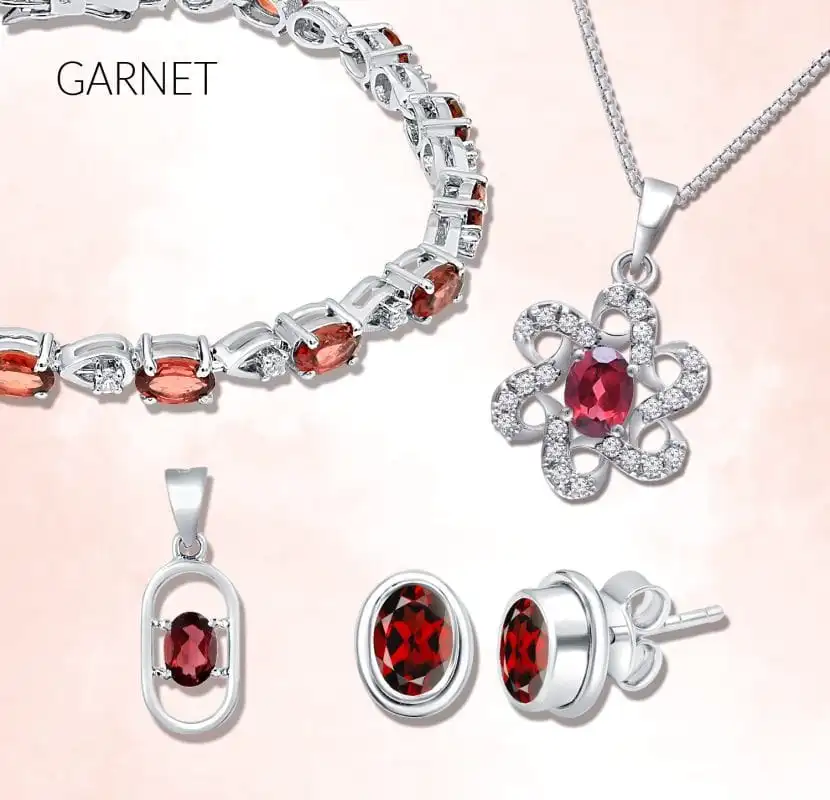 garnet studded silver jewellery gemstone