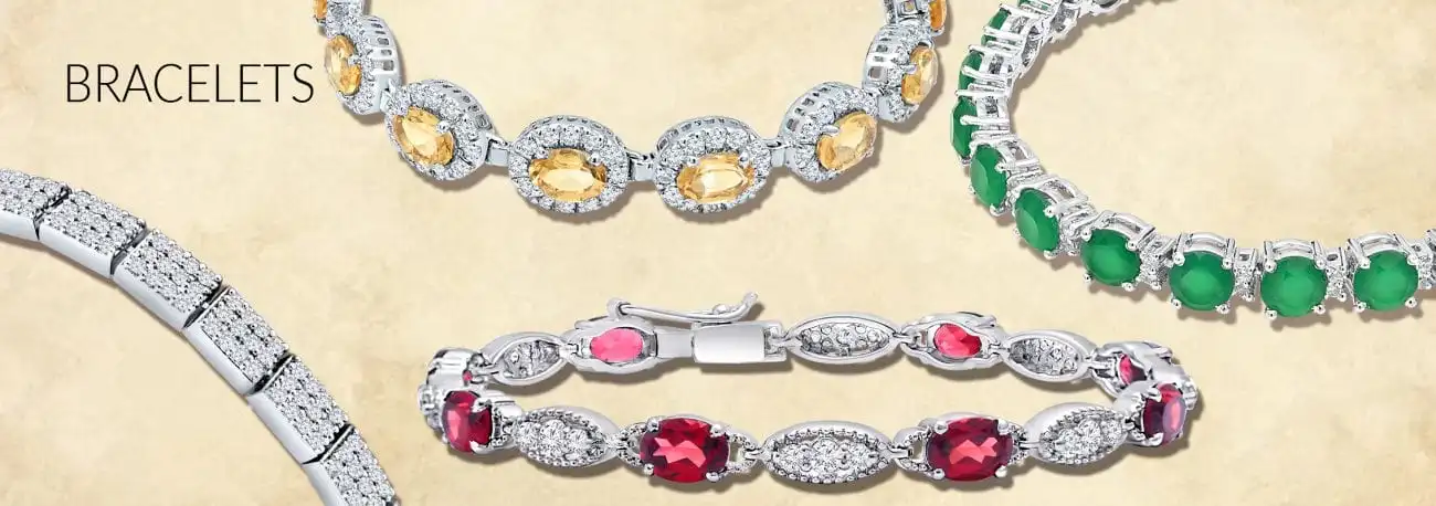 gemstone studded silver bracelets