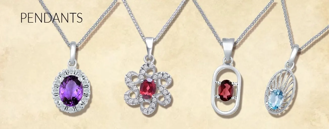 gemstone studded silver pendants mobile