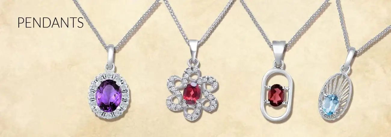 gemstone studded silver pendants