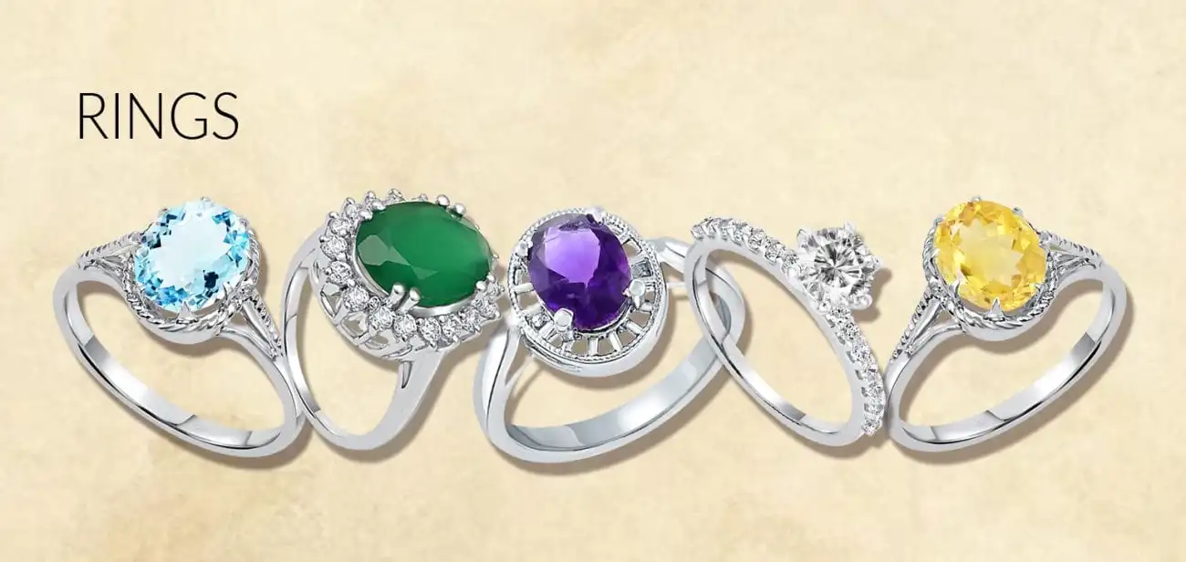 gemstone studded silver rings