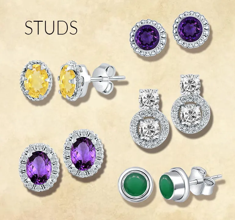gemstone studded silver studs mobile