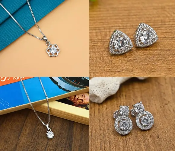 solitaire zircon silver jewelry collection