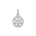 silver pendant with 6x4mm oval cubic zirconia