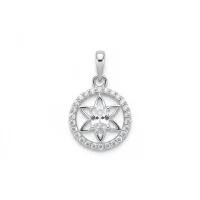 silver pendant with 6x4mm oval cubic zirconia