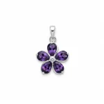 flower shaped amethyst silver pendant