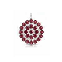big silver round pendant with Garnet and cubic zirconia
