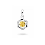 5mm round citrine with cubic zirconia flower shaped silver pendant