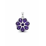 5x7 pear shaped amethyst with cubic zirconia flower shaped silver pendant