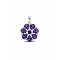5x7 pear shaped amethyst with cubic zirconia flower shaped silver pendant