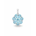 5x7 pear shaped blue topaz with cubic zirconia flower shaped silver pendant