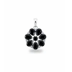 5x7 pear shaped black onyx with cubic zirconia flower shaped silver pendant