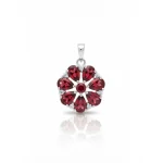 5x7 pear shaped garnet with cubic zirconia flower shaped silver pendant