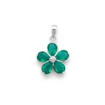 flower shaped green onyx silver pendant