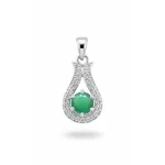 6mm round green onyx with cubic zirconia silver pendant