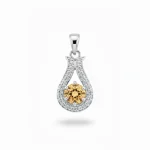 6mm round citrine with cubic zirconia silver pendant