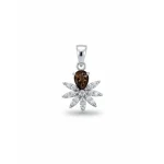5x7 mm pear shaped smoky quartz with cubic zirconia silver flower pendant