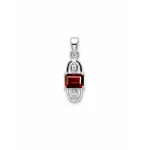 5x7mm octagon shaped garnet with cubic zirconia silver pendant