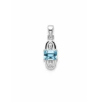 5x7mm octagon shaped blue topaz with cubic zirconia silver pendant