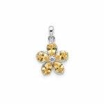 flower shaped citrine silver pendant