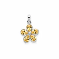 flower shaped citrine silver pendant