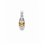 5x7mm octagon shaped citrine with cubic zirconia silver pendant