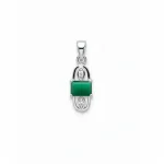 5x7mm octagon shaped green onyx with cubic zirconia silver pendant
