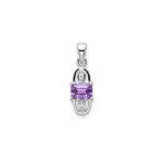 5x7mm octagon shaped brazilian amethyst with cubic zirconia silver pendant
