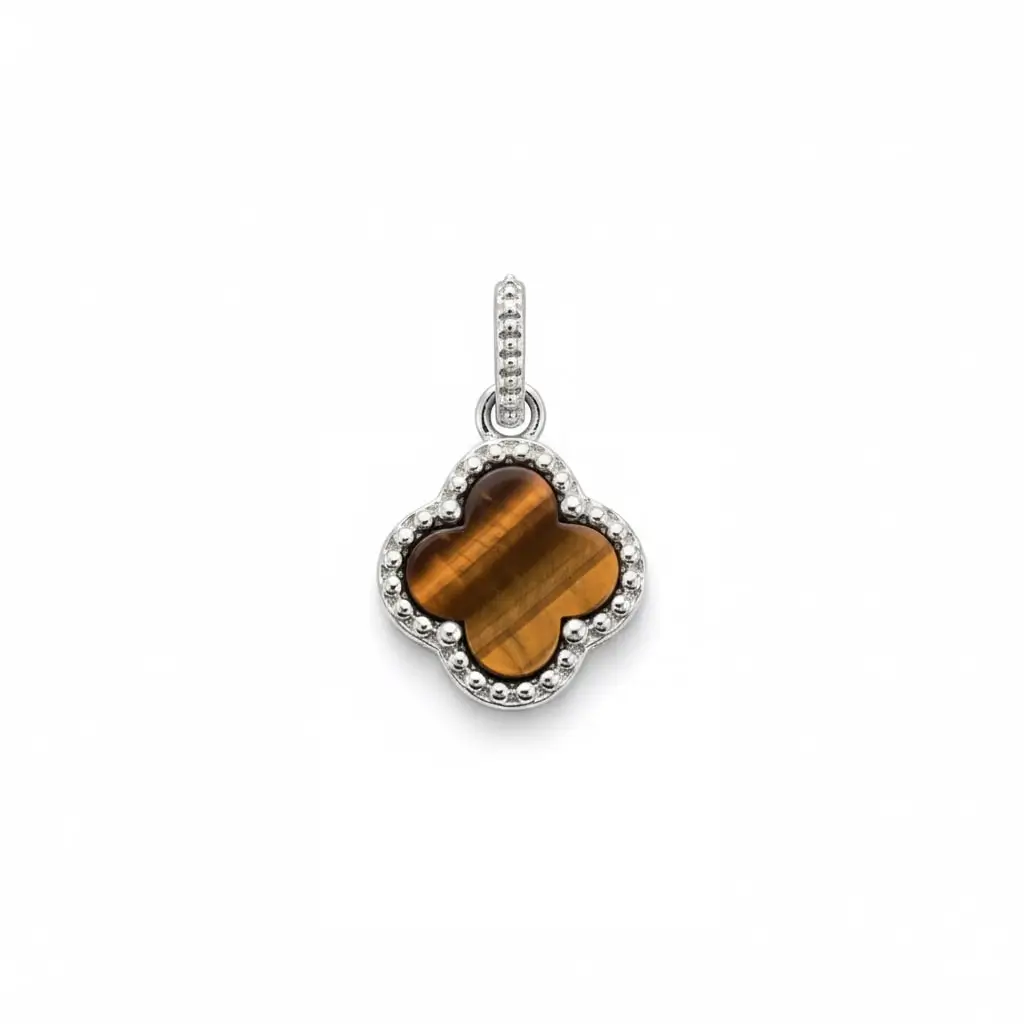 pendant clover 14f tigers eye a silver pendant clover shaped tiger's eye