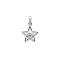 Star shaped silver pendant with cubic zirconia