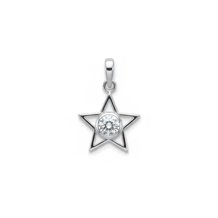 Star shaped silver pendant with cubic zirconia